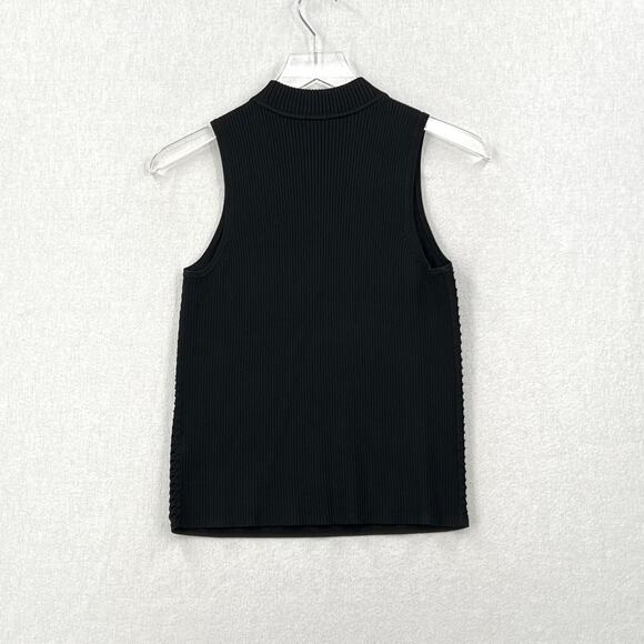 RAG AND BONE Ingrid Sleeveless Mock Neck Top Womens XS Black Open Knit Ribbed - Picture 4 of 14